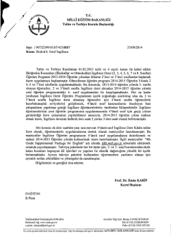 ilkokul4. Slllif ingilizce Talim ve Terbiye Kurulunun 01.02.2013