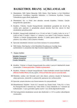 BASKETBOL BRANŞ A&Ccedil;IKLAMALAR