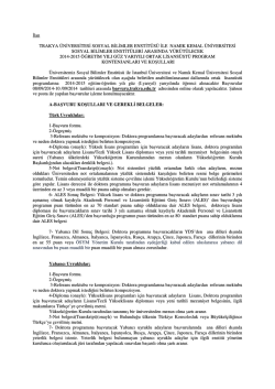 İlan TRAKYA &Uuml;NİVERSİTESİ SOSYAL BİLİMLER ENSTİT&Uuml;S&Uuml; İLE