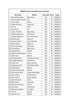 T&Ouml;MER T&uuml;rk&ccedil;e Yeterlilik Sınavı Sonu&ccedil;ları