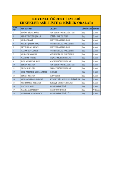 koyunlu &ouml;ğrenci evleri erkekler asil liste (3 kişilik odalar)