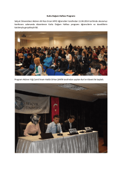 Kutlu Doğum Haftası Programı Sel&ccedil;uk &Uuml;niversitesi Ak&ouml;ren Ali Rıza