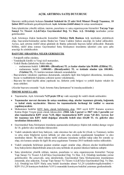 a&ccedil;ık artırma satış duyurusu