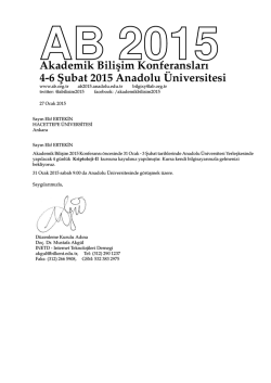 Akademik Bilisim Konferansları 4-6 S&cedil; ubat 2015 Anadolu&uml;Universitesi