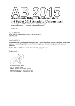 Akademik Bilisim Konferansları 4-6 S&cedil; ubat 2015 Anadolu&uml;Universitesi
