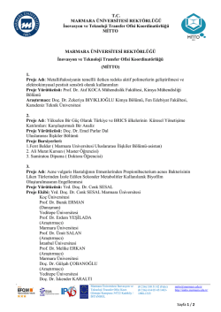 T.C. MARMARA &Uuml;NİVERSİTESİ REKT&Ouml;RL&Uuml;Ğ&Uuml; İnovasyon ve