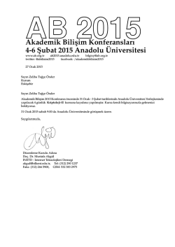 Akademik Bilisim Konferansları 4-6 S&cedil; ubat 2015 Anadolu&uml;Universitesi
