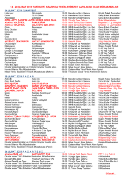 20 ŞUBAT 2015 M&Uuml;SABAKA PROGRAMI