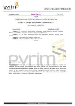 MEVZUAT BİLGİLENDİRME SERVİSİ Resm&icirc; Gazete