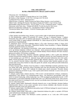 URLA BELEDİYESİ BANKA PROMOSYONU İHALE ŞARTNAMESİ