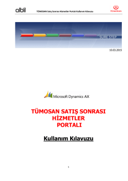 TÜMOSAN SATIŞ SONRASI HİZMETLER PORTALI Kullanım Kılavuzu