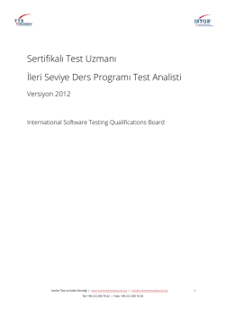 Sertifikalı Test Uzmanı İleri Seviye Ders Programı Test Analisti