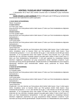 2014-2015 hentbol yıldızlar (kız-erkek) grup yarışmaları a&ccedil;ıklamalar