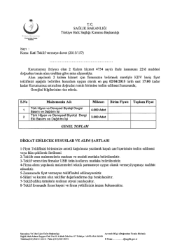 Konu: Kati Teklif vermeye davet (2015/157)