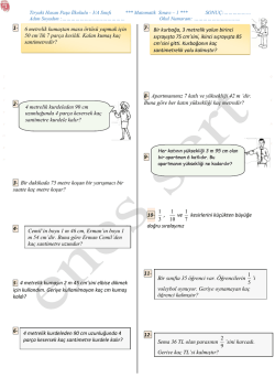 Matematik sınavı 1 - Kartanelerim.com