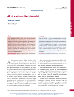 PDF - Akut ekstremite iskemisi - T&uuml;rkiye Aile Hekimliği Dergisi