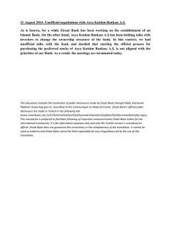 8/21/2014-Unofficial negotitations with Asya Katılım Bankası A.Ş.