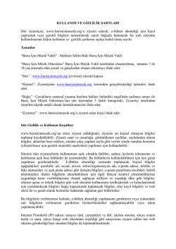 KULLANIM VE GİZLİLİK ŞARTLARI Site ziyaret&ccedil;isi