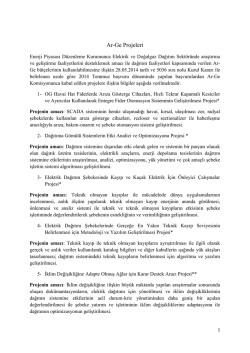 Temmuz 2014 D&ouml;nemi Ar-Ge Projeleri Bilgileri