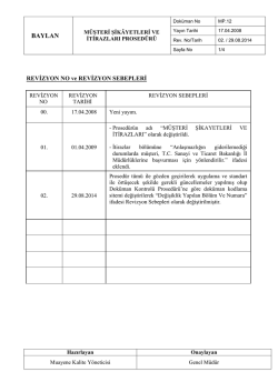 M&uuml;şteri şikayetleri ve itirazları prosed&uuml;r&uuml;