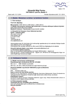 G&uuml;venlik Bilgi Formu