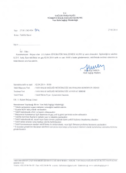 T.C. SAĞLIK BAKANLIĞI T&Uuml;RKİYE HALK SAĞLIĞI KURUMU Van