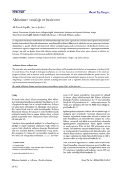 Alzheimer hastalığı ve beslenme