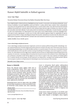 Kanser ilişkili halsizlik ve fiziksel egzersiz