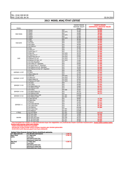 2013 MODEL ARA&Ccedil; FİYAT LİSTESİ