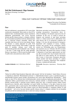 Deli Bal Zehirlenmesi: Olgu Sunumu