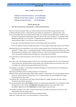03-04 OCAK 2015 A&Ouml;L VE MA&Ouml;L B!R!NC! D&Ouml;NEM SINAVLARINDA