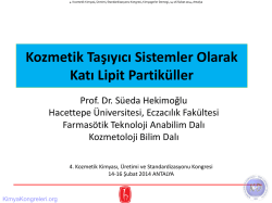 Kozmetik Taşıyıcı Sistemler Olarak Katı Lipit Partiküller