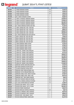 ŞUBAT 2014 TL FİYAT LİSTESİ