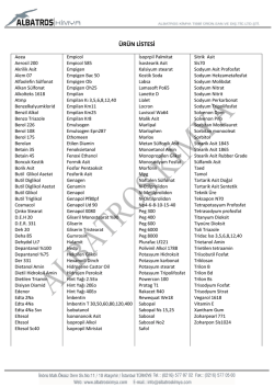 &Uuml;R&Uuml;N LİSTESİ - albatros kimya