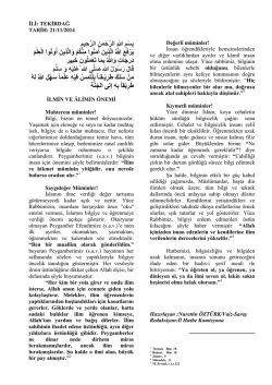 İlim ve Alimin &Ouml;nemi