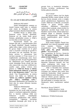 İLİ : HAKK&Acirc;Rİ TARİHİ : 25.04.2014 &Uuml;&Ccedil; AYLAR VE REGAİP KANDİLİ