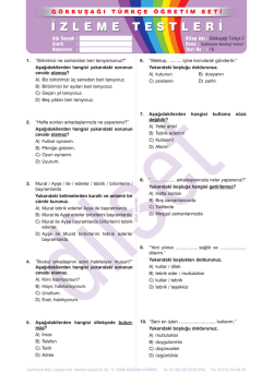 Gökkuşağı Türkçe Ders Kitabı 2 Test Sınavları / Konu:16