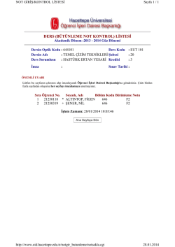 DERS (B&Uuml;T&Uuml;NLEME NOT KONTROL) LİSTESİ