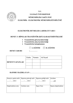 DENEY 3: BİPOLAR TRANZİSTÖR (BJT) KARAKTERİSTİKLERİ