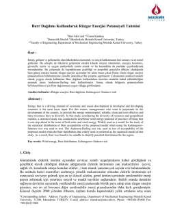 Burr Dağılımı Kullanılarak R&uuml;zgar Enerjisi Potansiyeli