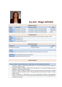 Arş.G&ouml;r. M&uuml;ge AKKARA - Celal Bayar &Uuml;niversitesi