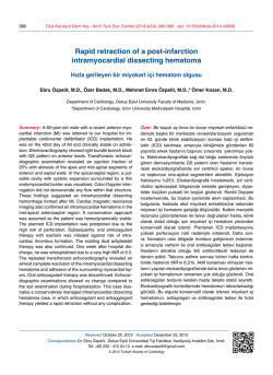 Rapid retraction of a post-infarction intramyocardial dissecting