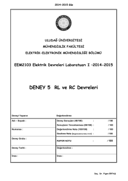 DENEY 5 RL ve RC Devreleri - Elektrik