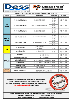 Dess Havuz - Kimyasal malzeme teklifi