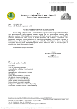 AB akademik araştırmalar serisi - Fen Bilimleri Enstit&uuml;s&uuml;