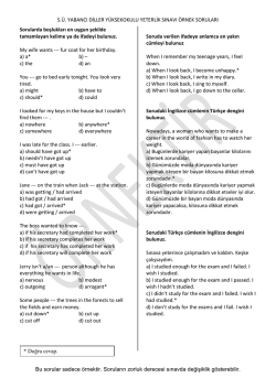 2014-2015 öğretim yılı HAZIRLIK YETERLİK SINAVI ÖRNEK