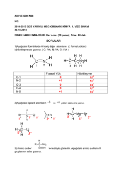 SORULAR Formal Y&uuml;k Hibritleşme C-1 0 sp N-2 +1 sp O-3 0 sp C-4