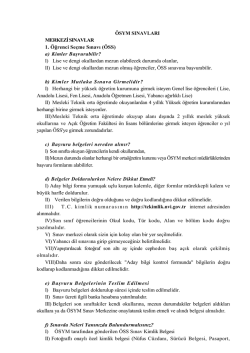&Ouml;SYM SINAVLARI MERKEZİ SINAVLAR 1. &Ouml;ğrenci Se&ccedil;me Sınavı