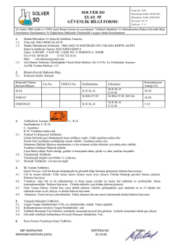 SOLVER SO ELAS 5F G&Uuml;VENLİK BİLGİ FORMU