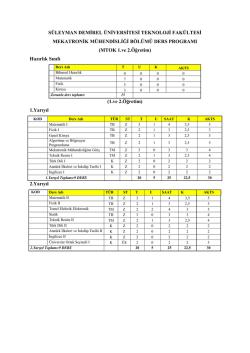 SD&Uuml; Teknoloji Fak&uuml;ltesi MTOK Mekatronik M&uuml;h. Ders planına